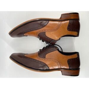 Asher‎ Green Wingtip Oxford Shoes Mens 12 Brown Tan Leather Brogue Old Money